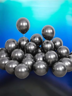 Feyza Design Siyah Renk 20 Adet Krom Balon Seti - Doğum Günü ve Partiler Için