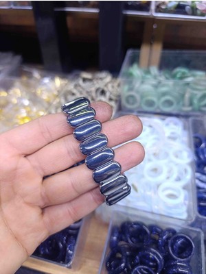 Mga Doğaltaş Terahertz Doğal Taş Bileklik – Hakiki Enerji Taşı Bileklik – Esnek Misinalı Kadın Erkek Bileklik