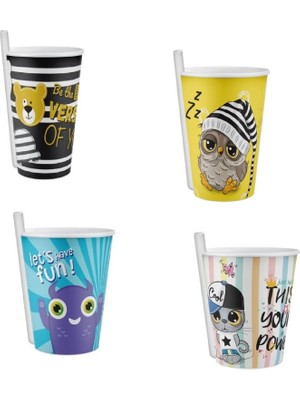 Esranın Dünyası 4 Adet Kendinden Pipetli Bardak 400 ml RSEVV34-ESRDNS