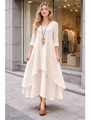 Günlük Yazlık Salaş Iki Katlı Kadın Elbise