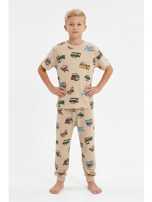 Isobel Isob Lacivert Astronot Desenli %100 Pamuk Erkek Çocuk Pijama Takımı 3-12 Yaş 91106
