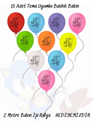 Feyza Design Çok Renkli Baskılı Kirpi Sonic Balon - Parti Malzemeleri