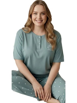 Bipamuk Silva Pamuklu Büyük Beden Kadın Kısa Kol Pijama Takımı 3xl–6xl