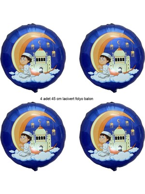 Feyza Design Dua Eden Çocuk Resimli Lacivert 45 cm Folyo Balon 4'lü Set