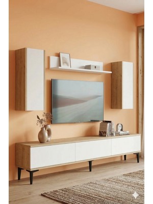 Yumedi Design TVR1899DB - Didema Tv Ünitesi Takımı 180CM Safirmeşe-Beyaz