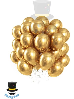 Feyza Design Metalik Gold Renk Balon 20'li - Partiler Için Eğlenceli Dekorasyon