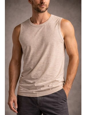 Erkek Flamlı Sıfır Kolsuz Atlet ve Fitness - Taş