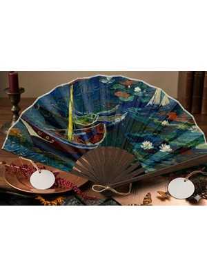 Hediye Sandalı Lüks Katlanabilir El Yelpazesi - Hediyelik Modern Yelpaze