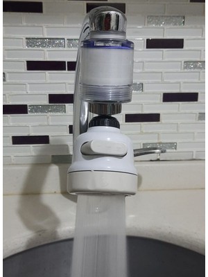 Esranın Dünyası Filtreli Kireç Önleyici 360 Derece Dönen Hareketli Musluk Başlığı - 3 Fonksiyonlu - Krem Rsev