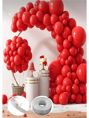 Feyza Design Kırmızı Mat 40'lı 12 Inç Pastel Balon Zinciri Süsleme