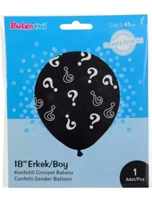 Feyza Design 18" Mavi Düz Balon Erkek Cinsiyet Konfetli