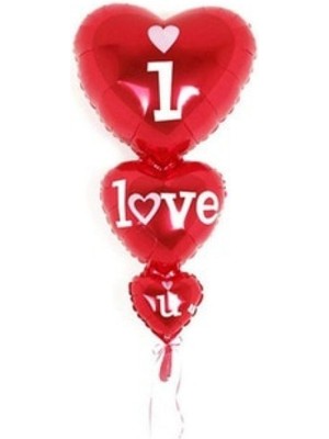 Feyza Design 3'lü Kırmızı Kalp I Love You Folyo Balon 55X42CM