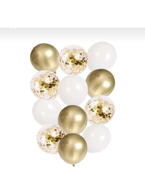 Feyza Design Altın Renkli 15 Adet Doğum Günü Balon Seti