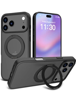 Kupa iPhone 17 Pro Max Kılıf Kamera Korumalı Mat Renkli Kenar Şeffaf Yüzey Askı Aparatlı Standlı Kapak