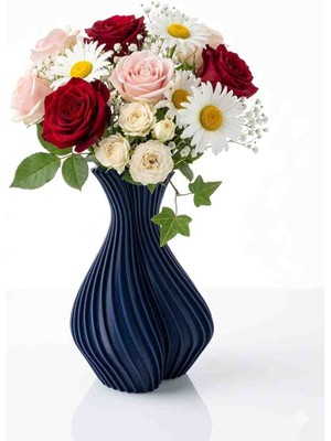 DenizCanlilari Lacivert Mat Dokulu Minimalist Vazo - Modern Salon Aksesuarı