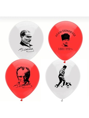 Feyza Design Kırmızı Baskılı Balon 30 Adet - 29 Ekim Cumhuriyet Bayramı