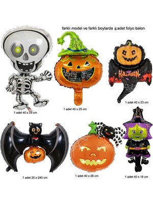 Feyza Design Halloween Temalı Çok Renkli Şekilli Folyo Balonlar 6 Adet 40 cm