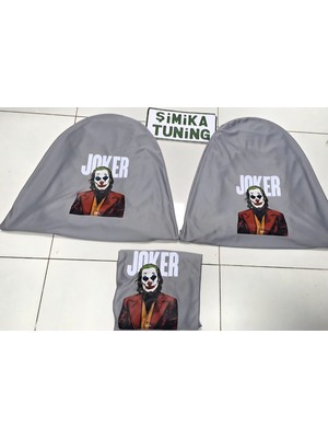 Joker Gri Oto Servis Kılıfı Ön ve Arka 4parça (Arka Logolu) Vites Polar Kılıf Hediyeli