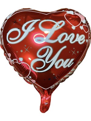 Feyza Design Kırmızı 18'' Folyo Balon No:3 I Love You Kalp 10'lu