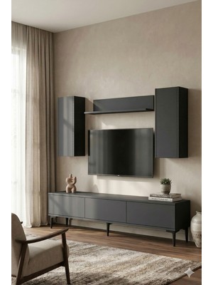 Ceneyra TVR1899A - Aplos TVR180 Tv Ünitesi Takım , Tv Sehpası 180CM Antrasit