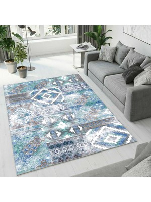 Colorix Carpet Dijital Baskı Dekoratif Kaymaz Taban Antibakteriyel Yıkanabilir Halı NO:2502