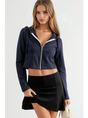 Hiccup Kadın Busem Pileli Mini Şort Etek Siyah