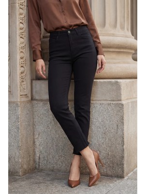 Hiccup Kadın My Fashıon Yüksek Bel Skinny Denim Pantolon Siyah