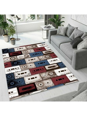 Colorix Carpet Dijital Baskı Dekoratif Kaymaz Taban Antibakteriyel Yıkanabilir Halı NO:2433