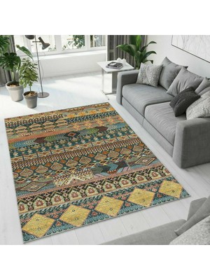 Colorix Carpet Dijital Baskı Dekoratif Kaymaz Taban Antibakteriyel Yıkanabilir Halı NO:2620