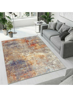 Colorix Carpet Dijital Baskı Dekoratif Kaymaz Taban Antibakteriyel Yıkanabilir Halı NO:2454