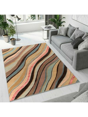 Colorix Carpet Dijital Baskı Dekoratif Kaymaz Taban Antibakteriyel Yıkanabilir Halı NO:2670