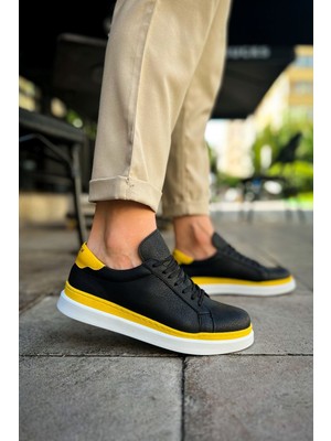 Roof Atelier Erkek Siyah Sarı Bağcıklı Spor Ayakkabı - 979 - Santoni Gbt Spor