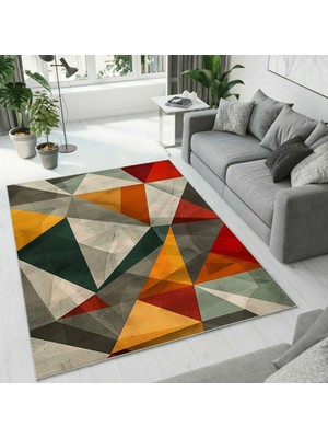 Colorix Carpet Dijital Baskı Dekoratif Kaymaz Taban Antibakteriyel Yıkanabilir Halı NO:2544