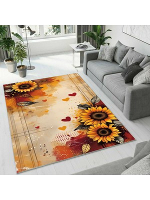 Colorix Carpet Dijital Baskı Dekoratif Kaymaz Taban Antibakteriyel Yıkanabilir Halı NO:2719