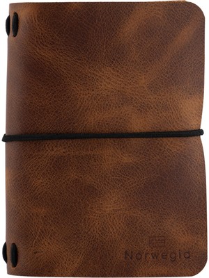 Norwegia Smögen -  Deri Pasaport Kılıfı - 3 Defter - Taba
