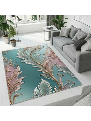 Colorix Carpet Dijital Baskı Dekoratif Kaymaz Taban Antibakteriyel Yıkanabilir Halı NO:2692
