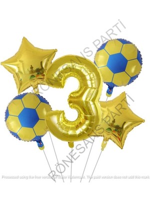 Feyza Design Sarı Folyo Balon Seti - Futbol Topu Temalı Parti Malzemeleri