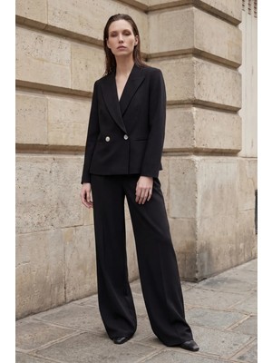 Hiccup Kadınlar MY FASHION Şal Yakalı Düğmeli Blazer Ceket Siyah