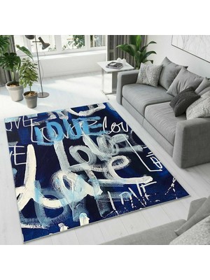 Colorix Carpet Dijital Baskı Dekoratif Kaymaz Taban Antibakteriyel Yıkanabilir Halı NO:2398