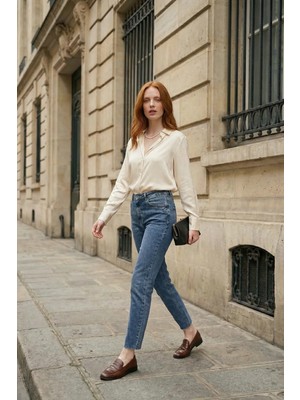 Hiccup Kadınlar MY FASHION Yüksek Bel Dar Kesim Skinny Kot Pantolon Lacivert