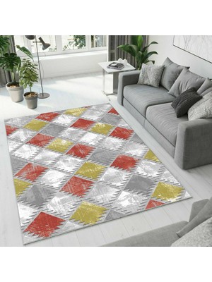 Colorix Carpet Dijital Baskı Dekoratif Kaymaz Taban Antibakteriyel Yıkanabilir Halı NO:2584