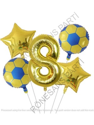 Feyza Design Sarı Folyo Balon Seti - Futbol Topu Temalı Parti Malzemeleri