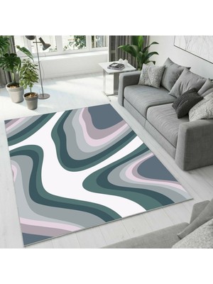 Colorix Carpet Dijital Baskı Dekoratif Kaymaz Taban Antibakteriyel Yıkanabilir Halı NO:2653