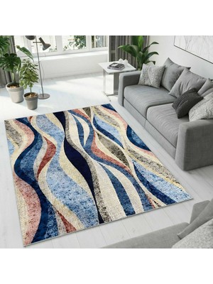 Colorix Carpet Dijital Baskı Dekoratif Kaymaz Taban Antibakteriyel Yıkanabilir Halı NO:2555