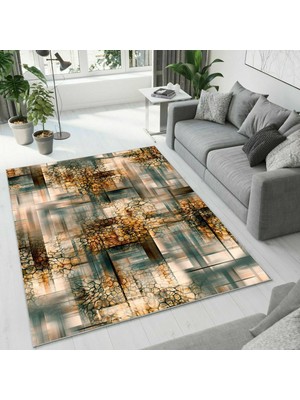 Colorix Carpet Dijital Baskı Dekoratif Kaymaz Taban Antibakteriyel Yıkanabilir Halı NO:2677