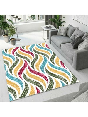 Colorix Carpet Dijital Baskı Dekoratif Kaymaz Taban Antibakteriyel Yıkanabilir Halı NO:2680