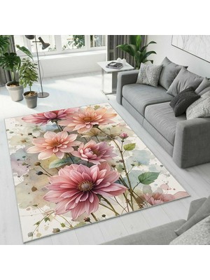 Colorix Carpet Dijital Baskı Dekoratif Kaymaz Taban Antibakteriyel Yıkanabilir Halı NO:2702