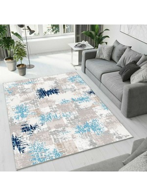 Colorix Carpet Dijital Baskı Dekoratif Kaymaz Taban Antibakteriyel Yıkanabilir Halı NO:2504