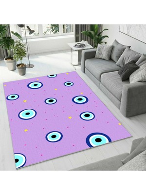 Colorix Carpet Dijital Baskı Dekoratif Kaymaz Taban Antibakteriyel Yıkanabilir Halı NO:2428