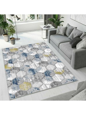 Colorix Carpet Dijital Baskı Dekoratif Kaymaz Taban Antibakteriyel Yıkanabilir Halı NO:2501